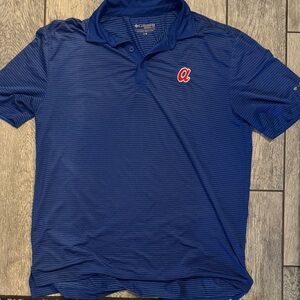 Braves Columbia Men's Striped Navy Polo Shirt